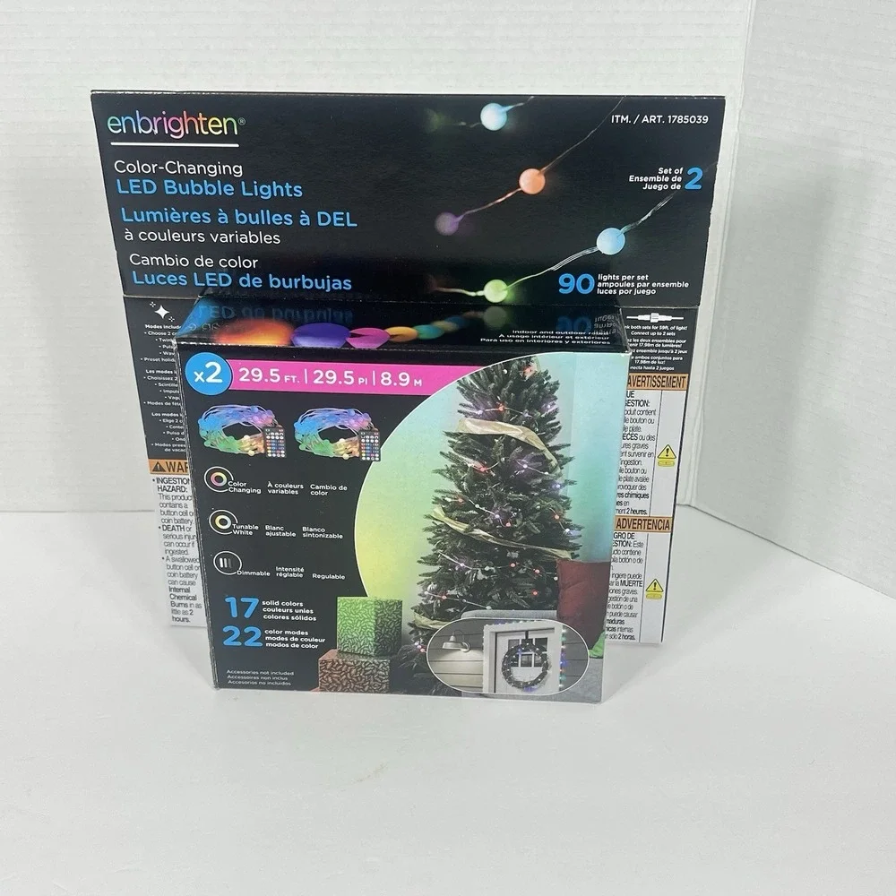 Enbrighten LED Color Changing Bubble Lights 2x29.5ft w/Remote  NEW